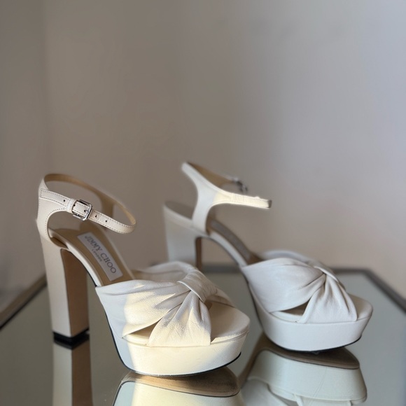 Like new Jimmy Choo Heloise 120MM Leather Platform Sandals $995 38.5 - Picture 12 of 16